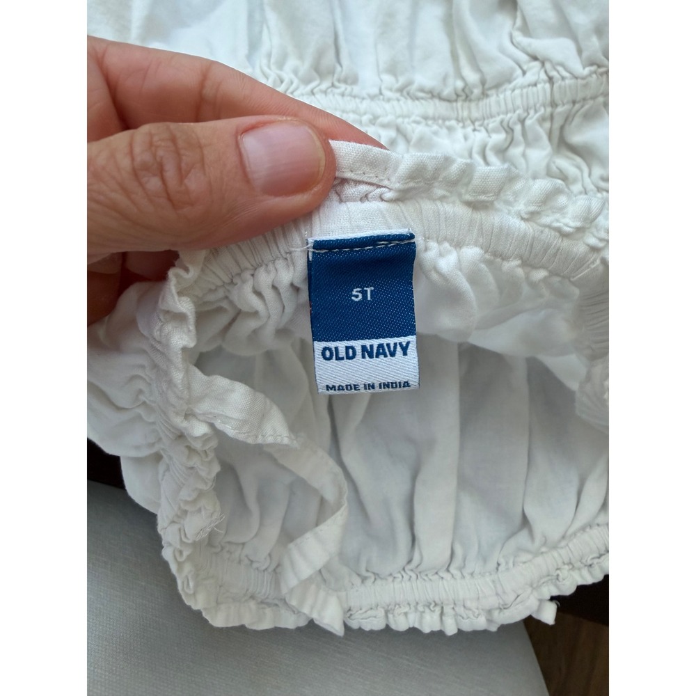 Old Navy Toddler Girls White Smocked Peplum Cami Top 5T Sleeveless Cotton Blend - Picture 3 of 3